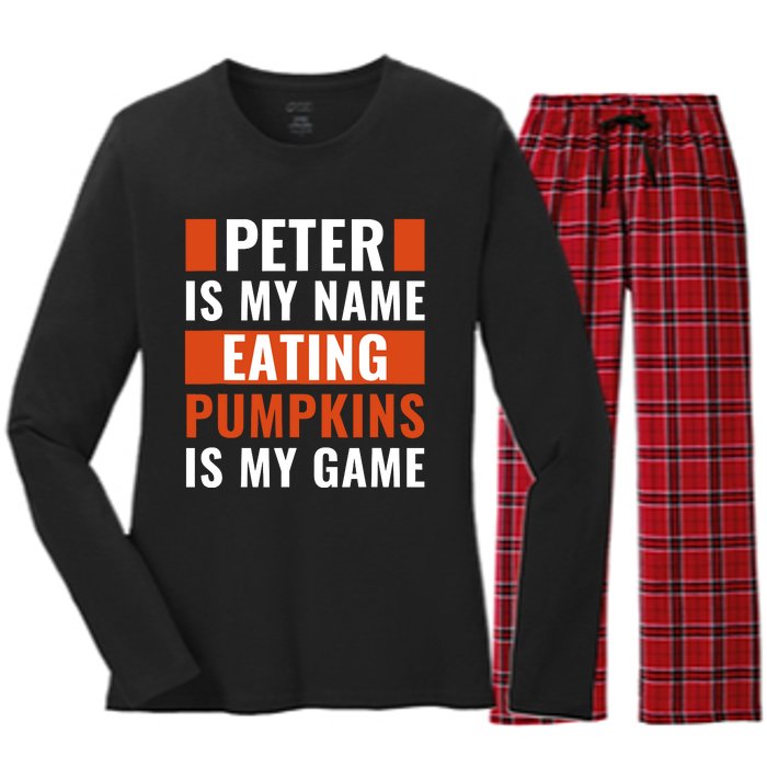 Halloween Peter Is My Name Eating Pumpkins Is My Game Costum Women's Long Sleeve Flannel Pajama Set 