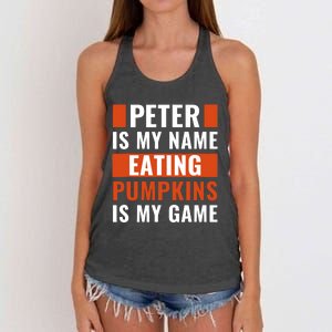 Halloween Peter Is My Name Eating Pumpkins Is My Game Costum Women's Knotted Racerback Tank