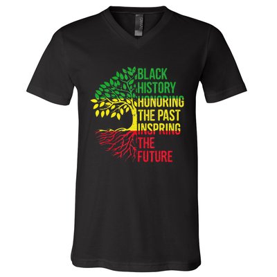 Honoring Past Inspiring Future Black History Month V-Neck T-Shirt