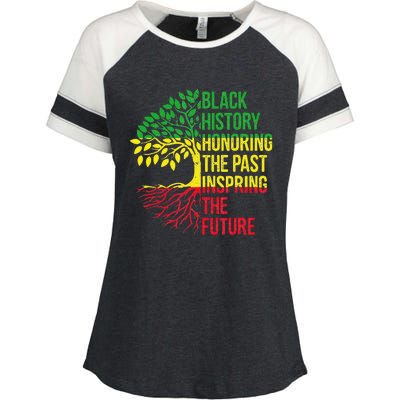 Honoring Past Inspiring Future Black History Month Enza Ladies Jersey Colorblock Tee