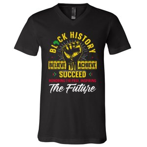 Honoring Past Inspiring Future Black History Month V-Neck T-Shirt