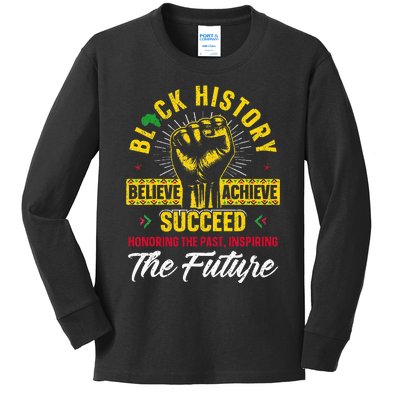 Honoring Past Inspiring Future Black History Month Kids Long Sleeve Shirt