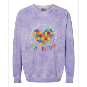 Heart Puzzle In A World Where You An Be Anything Be Kind Autism Awareness Colorblast Crewneck Sweatshirt