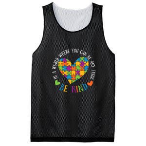 Heart Puzzle In A World Where You An Be Anything Be Kind Autism Awareness Mesh Reversible Basketball Jersey Tank