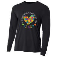 Heart Puzzle In A World Where You An Be Anything Be Kind Autism Awareness Cooling Performance Long Sleeve Crew