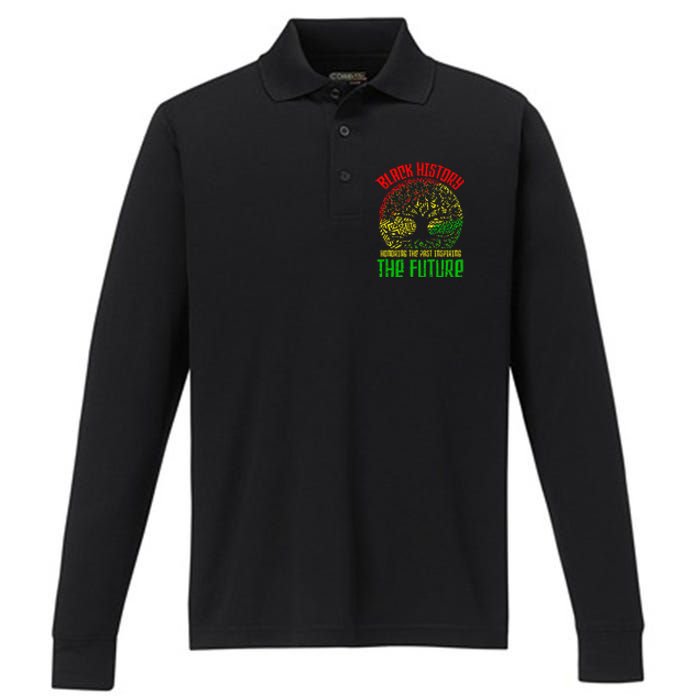 Honoring Past Inspiring Future  Black History Month Performance Long Sleeve Polo