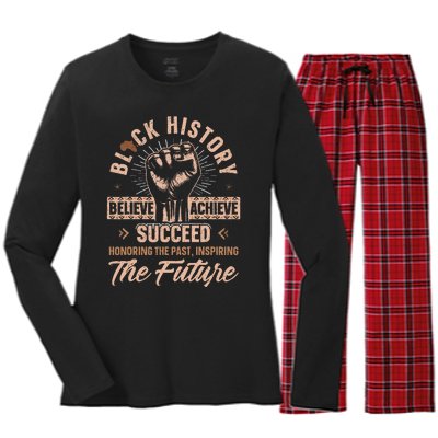 Honoring Past Inspiring Future Black History Month Women's Long Sleeve Flannel Pajama Set 