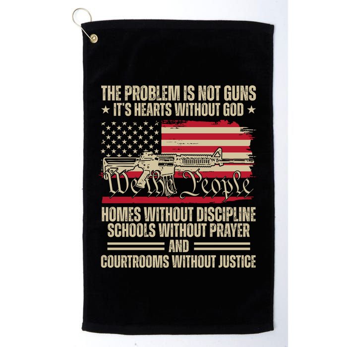 He Problem Is Not Gun Its Hearts Without God Political Usa Golf Towel