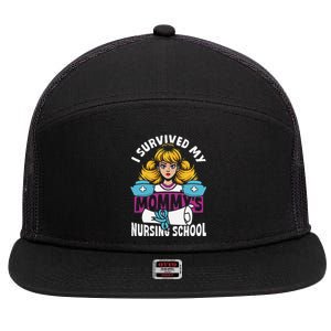 Healthcare Professional I Survived My MommyS Nursing School 7 Panel Mesh Trucker Snapback Hat