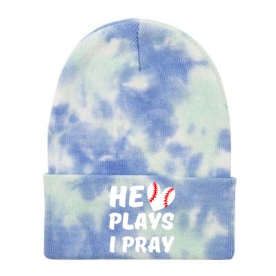 He Plays I Pray Baseball Mom Gift Tie Dye 12in Knit Beanie