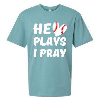 He Plays I Pray Baseball Mom Gift Sueded Cloud Jersey T-Shirt