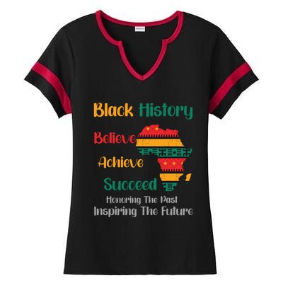 Honoring Past Inspiring Future Black History Month Ladies Halftime Notch Neck Tee