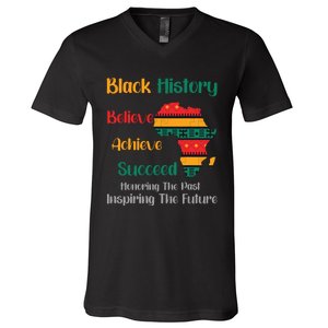 Honoring Past Inspiring Future Black History Month V-Neck T-Shirt