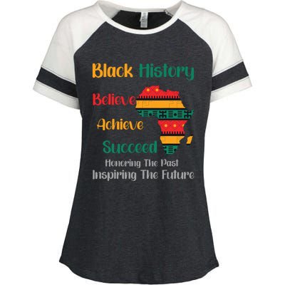 Honoring Past Inspiring Future Black History Month Enza Ladies Jersey Colorblock Tee