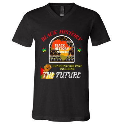 Honoring Past Inspiring Future For Men Women Black History V-Neck T-Shirt