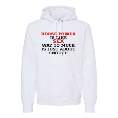 Horse Power Is Like Sex Way To Much Is Just About Enough Premium Hoodie