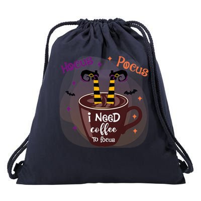 Hocus Pocus I Need Coffee To Focus Funny Halloween Costume Drawstring Bag