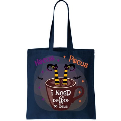 Hocus Pocus I Need Coffee To Focus Funny Halloween Costume Tote Bag