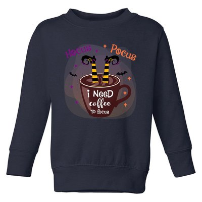 Hocus Pocus I Need Coffee To Focus Funny Halloween Costume Toddler Sweatshirt