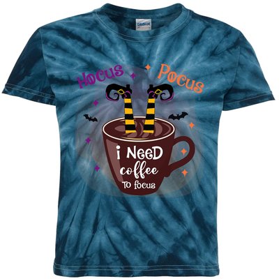 Hocus Pocus I Need Coffee To Focus Funny Halloween Costume Kids Tie-Dye T-Shirt