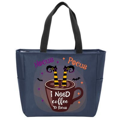 Hocus Pocus I Need Coffee To Focus Funny Halloween Costume Zip Tote Bag