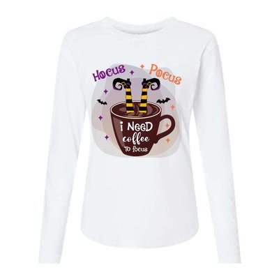 Hocus Pocus I Need Coffee To Focus Funny Halloween Costume Womens Cotton Relaxed Long Sleeve T-Shirt