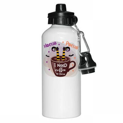 Hocus Pocus I Need Coffee To Focus Funny Halloween Costume Aluminum Water Bottle