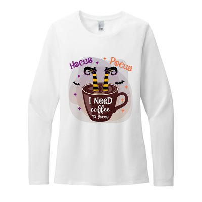 Hocus Pocus I Need Coffee To Focus Funny Halloween Costume Womens CVC Long Sleeve Shirt