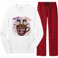 Hocus Pocus I Need Coffee To Focus Funny Halloween Costume Long Sleeve Pajama Set