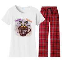 Hocus Pocus I Need Coffee To Focus Funny Halloween Costume Women's Flannel Pajama Set