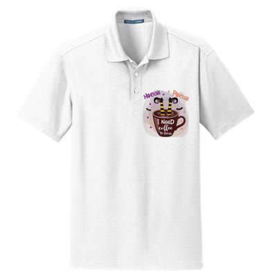 Hocus Pocus I Need Coffee To Focus Funny Halloween Costume Dry Zone Grid Polo