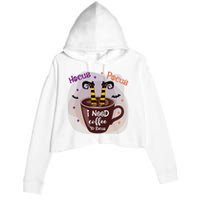 Hocus Pocus I Need Coffee To Focus Funny Halloween Costume Crop Fleece Hoodie