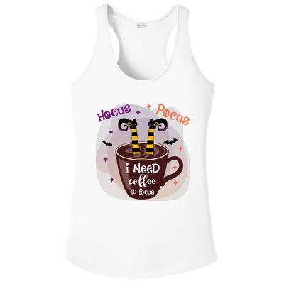 Hocus Pocus I Need Coffee To Focus Funny Halloween Costume Ladies PosiCharge Competitor Racerback Tank