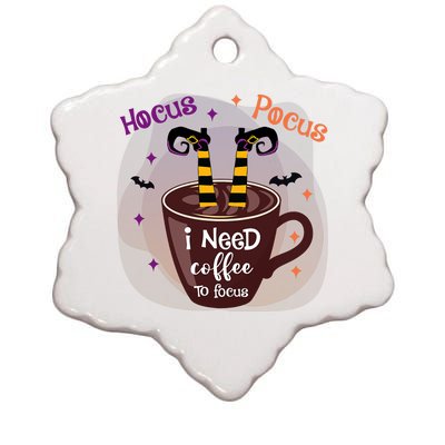 Hocus Pocus I Need Coffee To Focus Funny Halloween Costume Ceramic Star Ornament