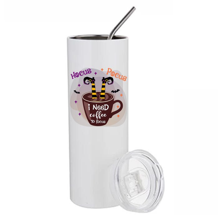 Hocus Pocus I Need Coffee To Focus Funny Halloween Costume Stainless Steel Tumbler