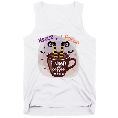 Hocus Pocus I Need Coffee To Focus Funny Halloween Costume Tank Top