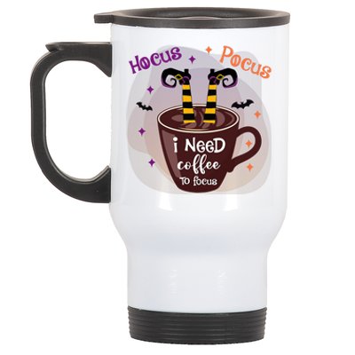 Hocus Pocus I Need Coffee To Focus Funny Halloween Costume Stainless Steel Travel Mug