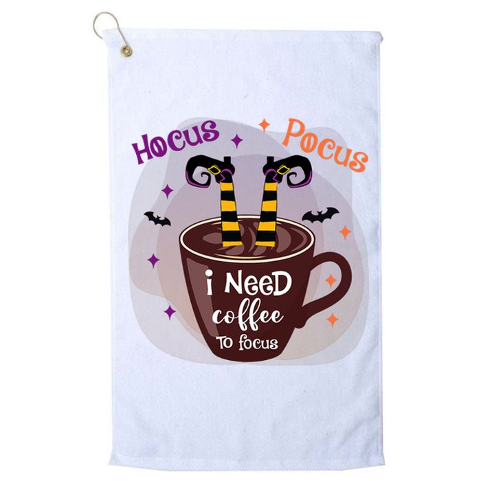 Hocus Pocus I Need Coffee To Focus Funny Halloween Costume Platinum Collection Golf Towel