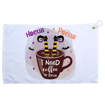 Hocus Pocus I Need Coffee To Focus Funny Halloween Costume Grommeted Golf Towel