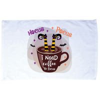 Hocus Pocus I Need Coffee To Focus Funny Halloween Costume Microfiber Hand Towel