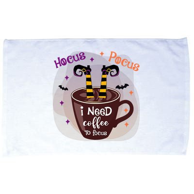 Hocus Pocus I Need Coffee To Focus Funny Halloween Costume Microfiber Hand Towel