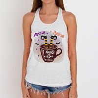 Hocus Pocus I Need Coffee To Focus Funny Halloween Costume Women's Knotted Racerback Tank