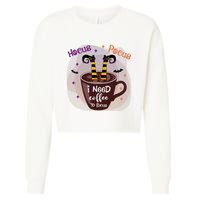 Hocus Pocus I Need Coffee To Focus Funny Halloween Costume Cropped Pullover Crew