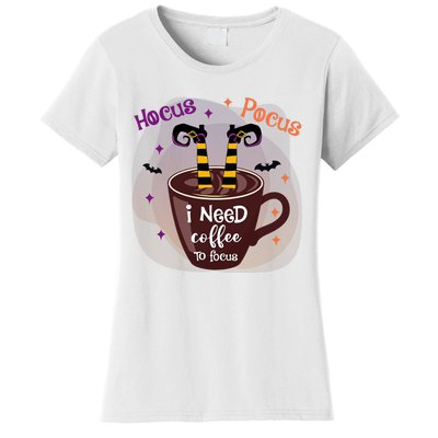 Hocus Pocus I Need Coffee To Focus Funny Halloween Costume Women's T-Shirt