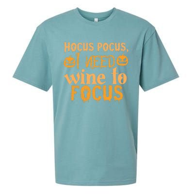 Hocus Pocus I Need Wine To Focus Halloween Quote Sueded Cloud Jersey T-Shirt