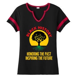 Honoring Past Inspiring Future Black History Month Gift Ladies Halftime Notch Neck Tee