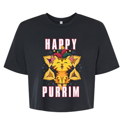 Happy Purrim Jewish Holiday Purim Bella+Canvas Jersey Crop Tee