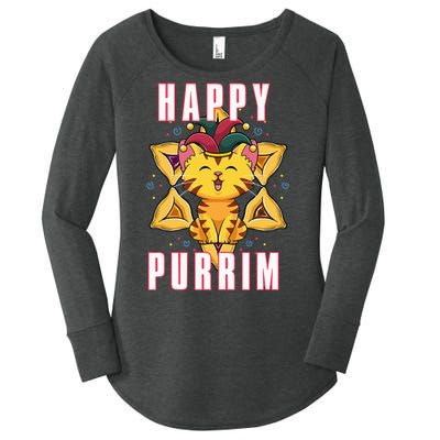 Happy Purrim Jewish Holiday Purim Women's Perfect Tri Tunic Long Sleeve Shirt