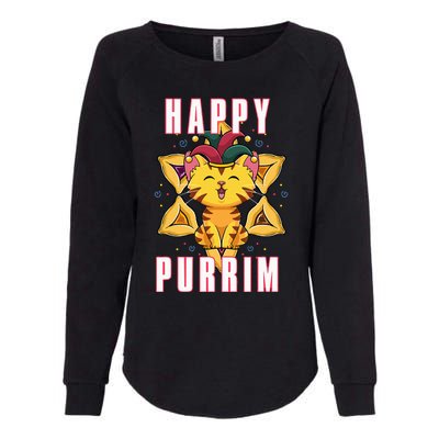 Happy Purrim Jewish Holiday Purim Womens California Wash Sweatshirt