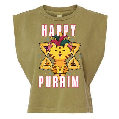 Happy Purrim Jewish Holiday Purim Garment-Dyed Women's Muscle Tee